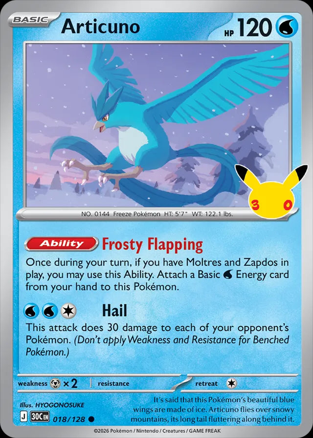 30th Celebration Articuno #018/128