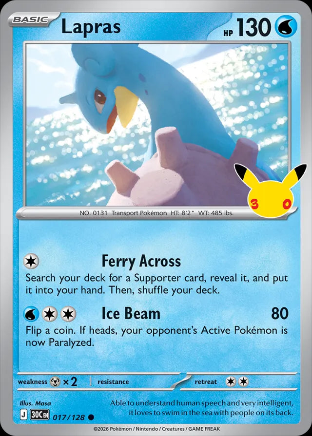 30th Celebration Lapras #017/128