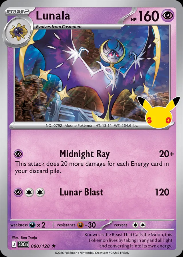 30th Celebration Lunala #080/128
