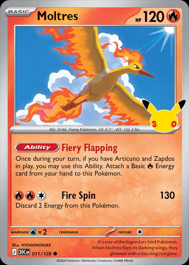 30th Celebration Moltres #011/128