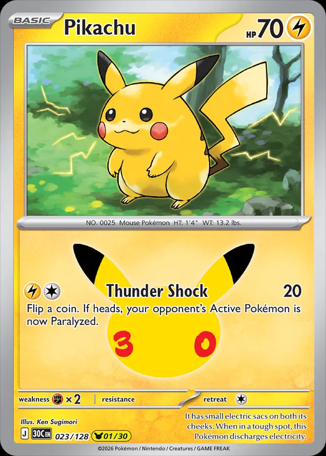 30th Celebration Pikachu #023/128