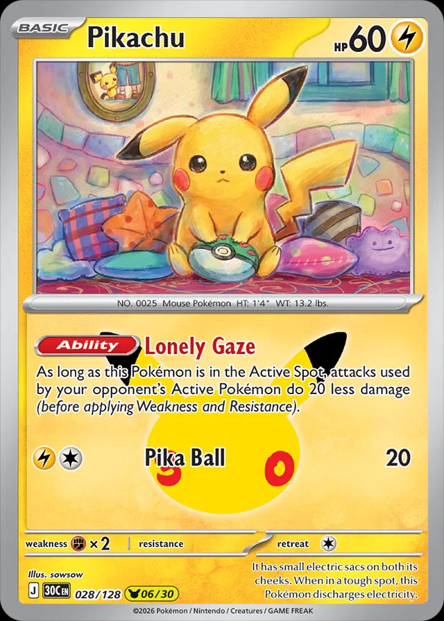 30th Celebration Pikachu #028/128