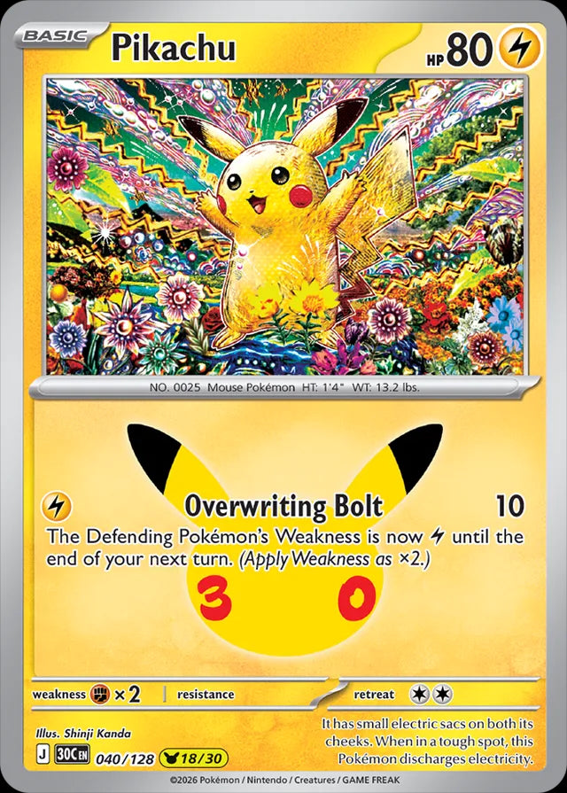 30th Celebration Pikachu #040/128