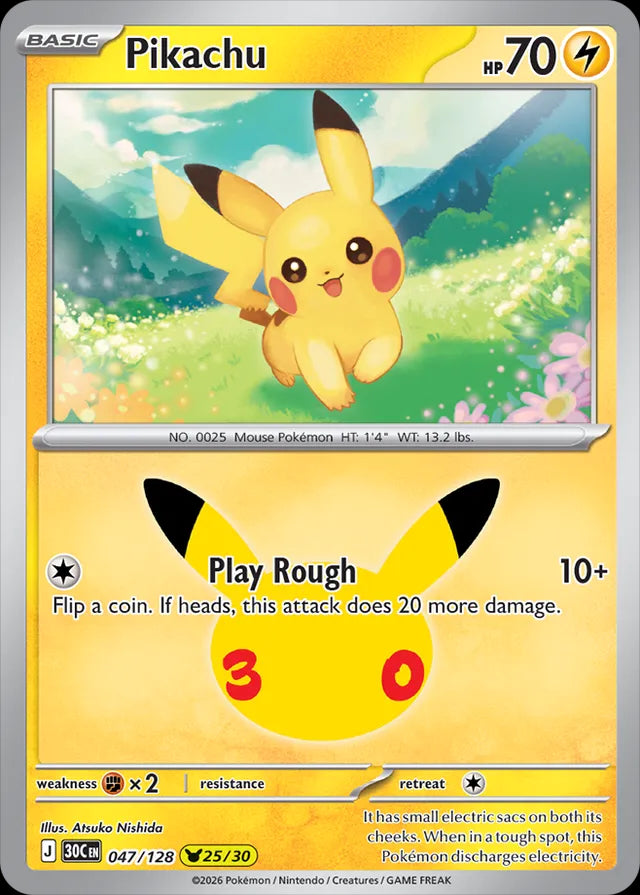 30th Celebration Pikachu #047/128