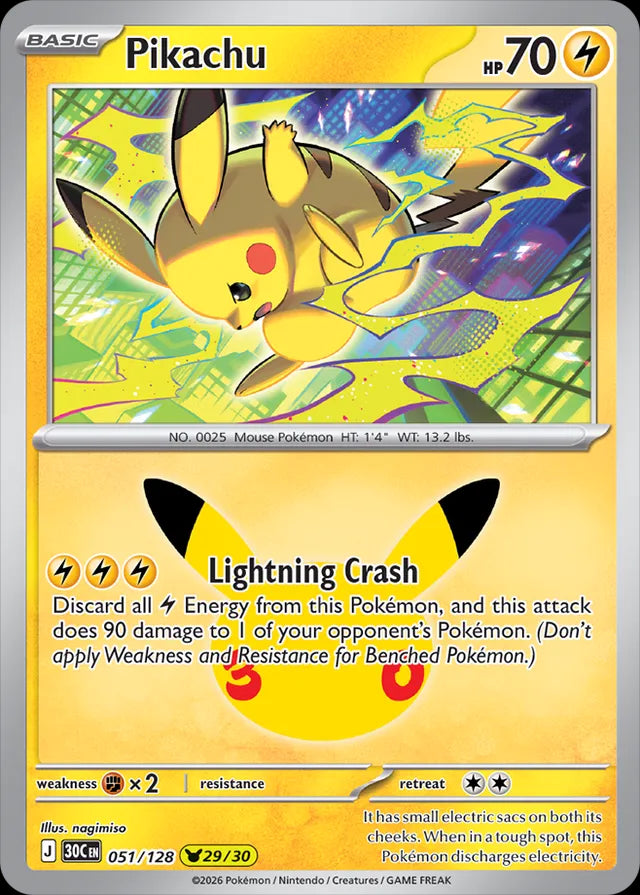 30th Celebration Pikachu #051/128