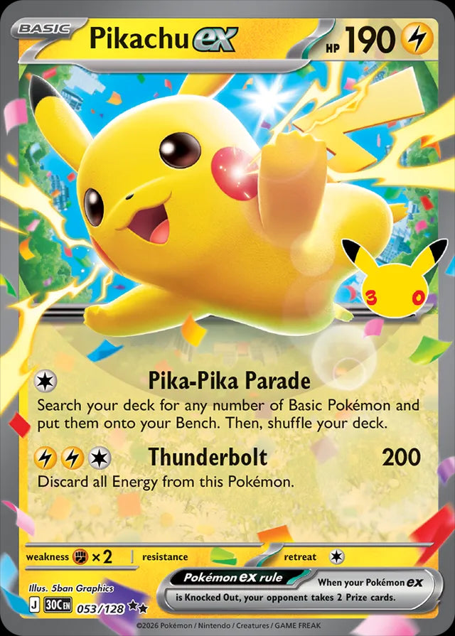 30th Celebration Pikachu ex #053/128