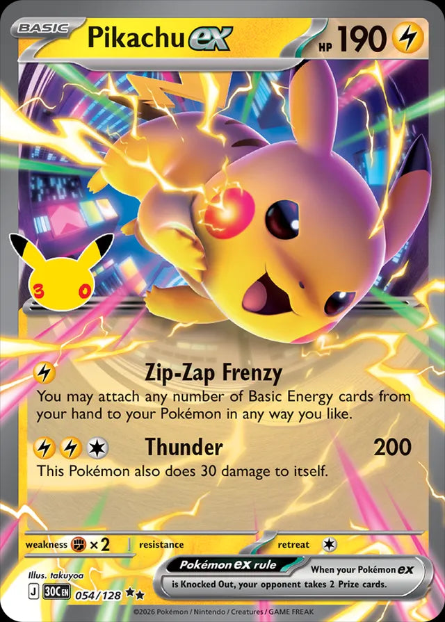 30th Celebration Pikachu ex #054/128