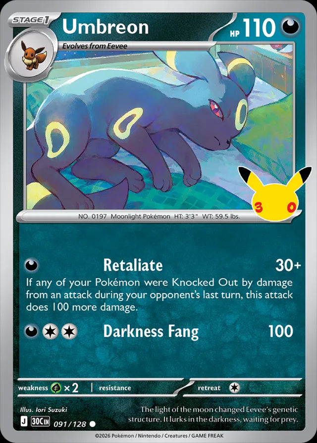 30th Celebration Umbreon #091/128