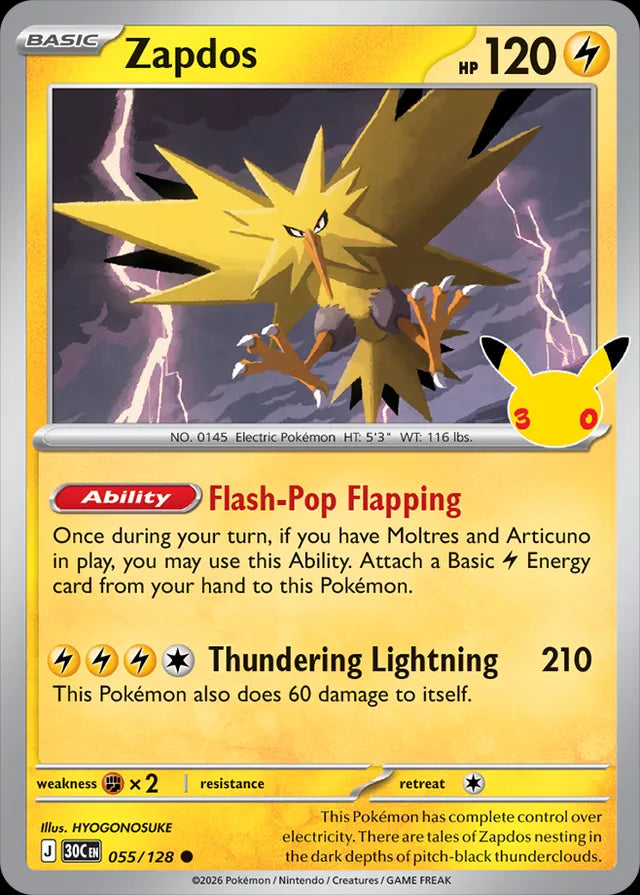 30th Celebration Zapdos #055/128