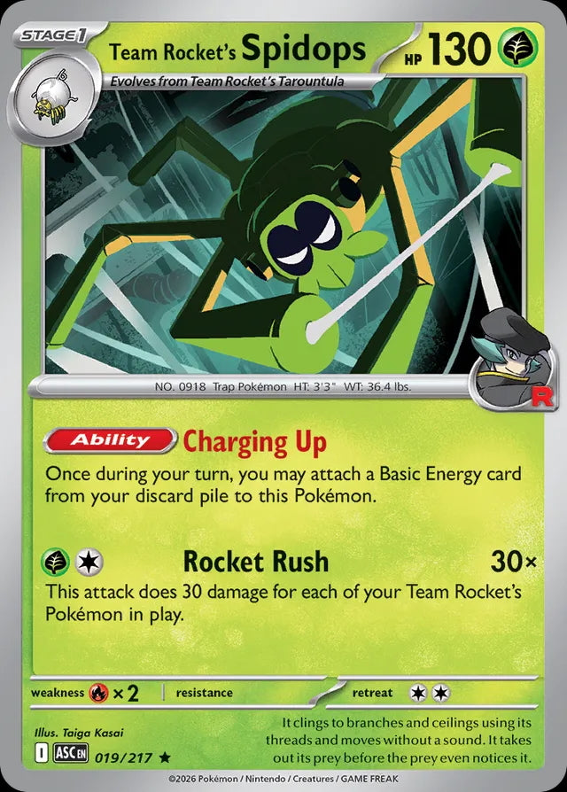 Ascended Heroes Holo Team Rocket’s Spidops #019/217