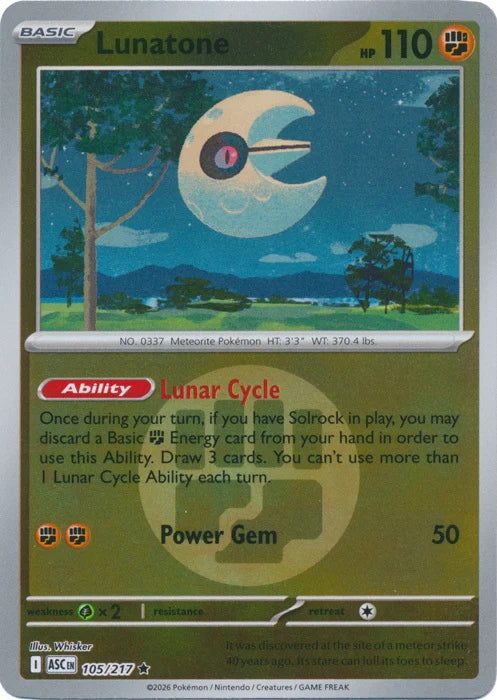 Ascended Heroes Lunatone #105/217 Reverse Holo