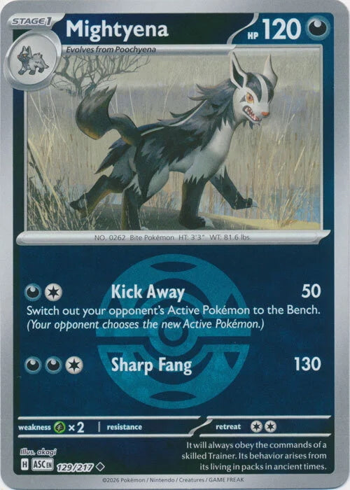 Ascended Heroes Mightyena #129/217 Pokeball Reverse Holo