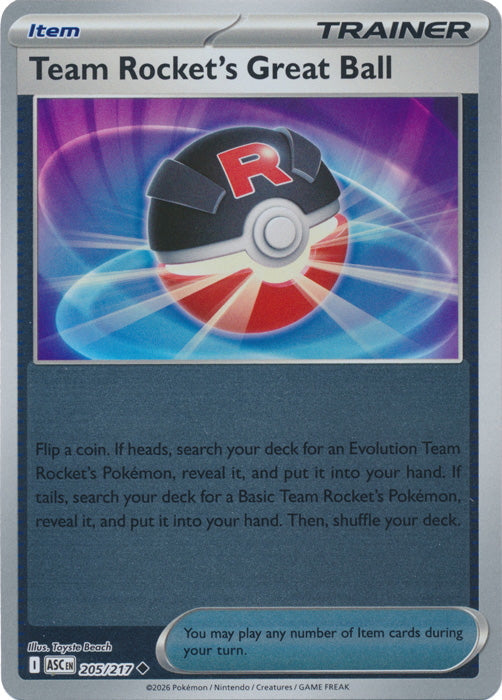 Ascended Heroes Team Rocket’s Great Ball #205/217 Reverse Holo
