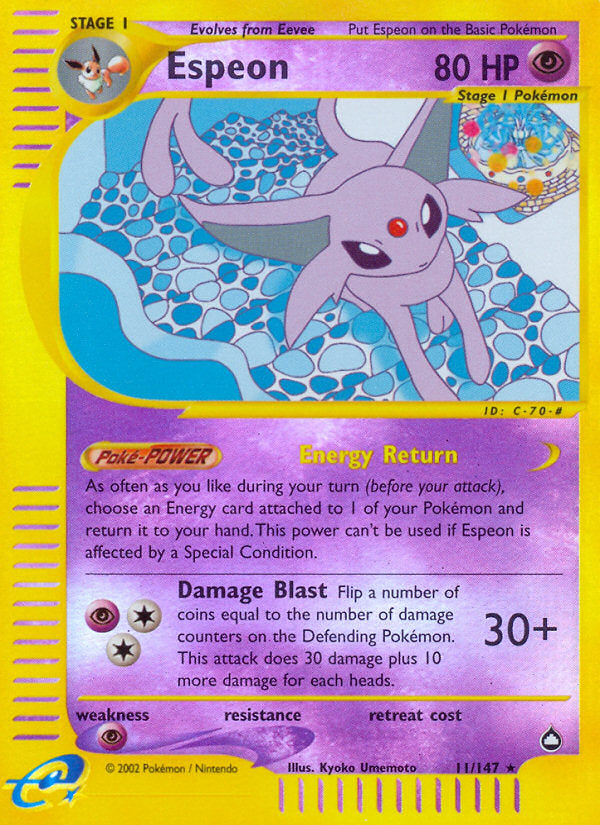 E-Series Aquapolis Espeon #11/147 reverse holo