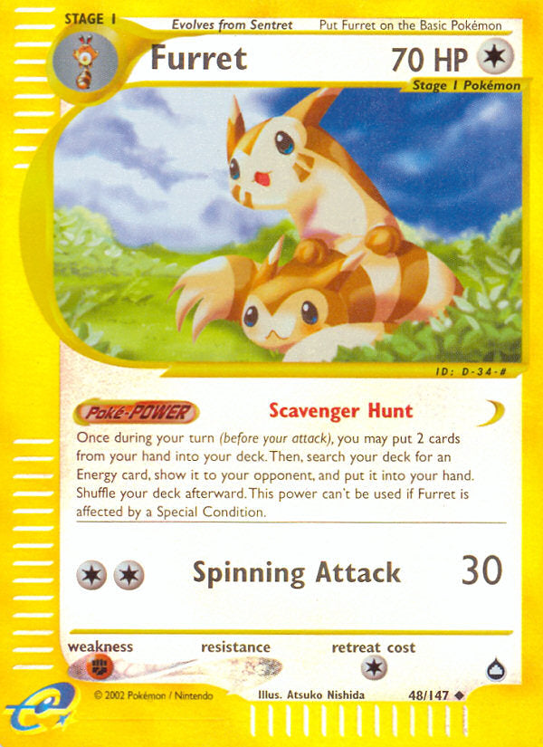 E-Series Aquapolis Furret #48/147 reverse holo