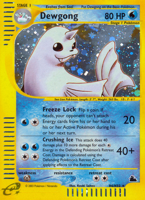 E-Series Skyridge Holo Dewgong #H6/H32