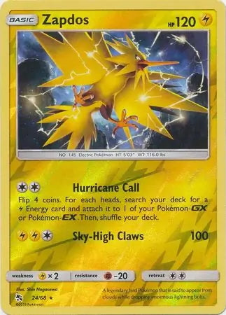 Hidden Fates Zapdos #24/68 reverse holo