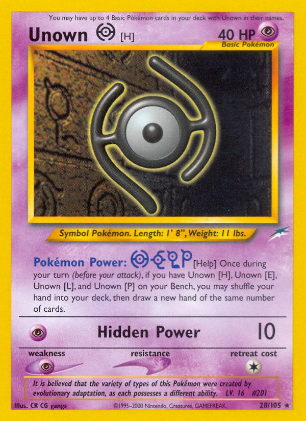 Neo Destiny Unown H #28/105 unlimited