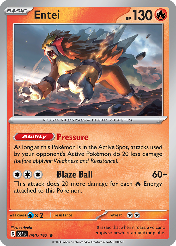 Obsidian Flames Holo Entei #30/197