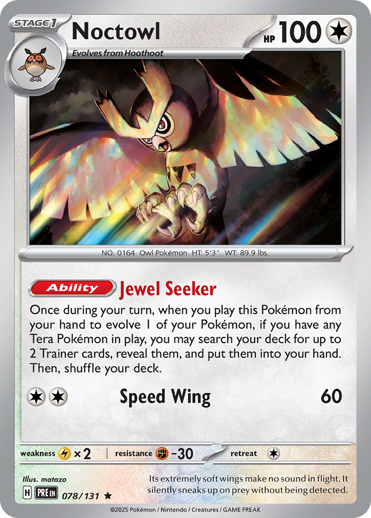 Prismatic Evolutions Holo Noctowl #078/131