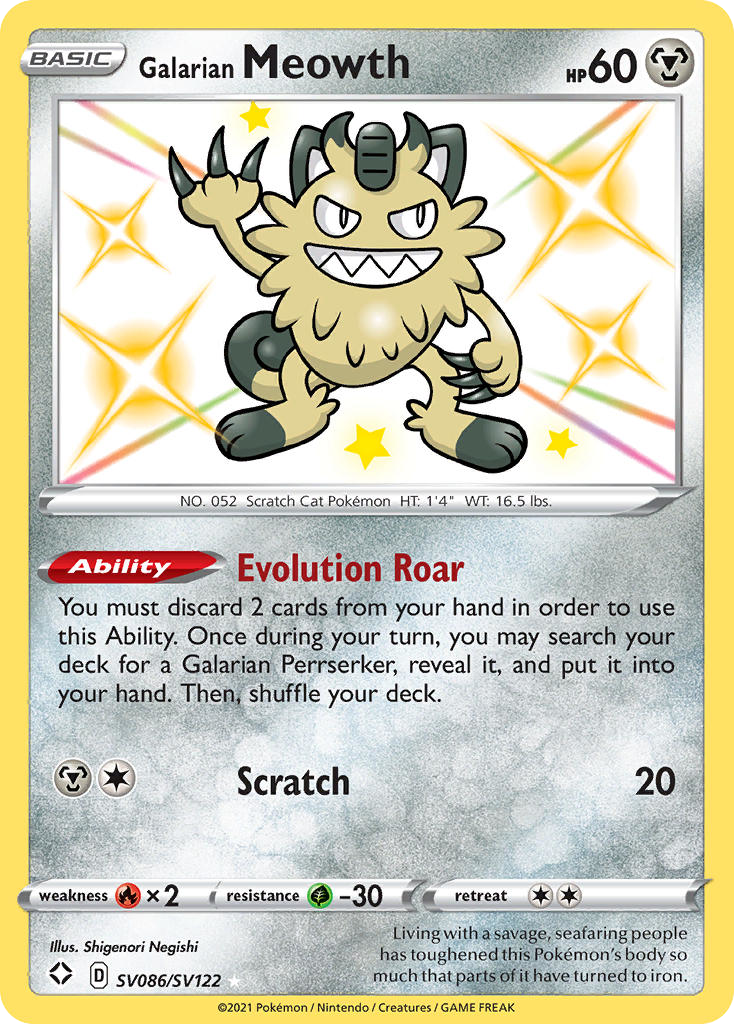 Shining Fates SV86/SV122 Galarian Meowth