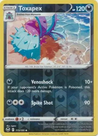 Silver Tempest Toxapex #115/195 reverse holo