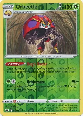 Sword & Shield Orbeetle #19/202 reverse holo