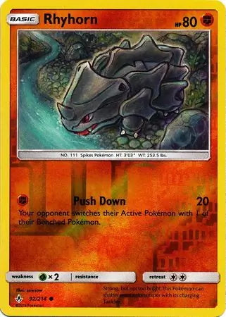 Unbroken Bonds Rhyhorn #92/214 reverse holo