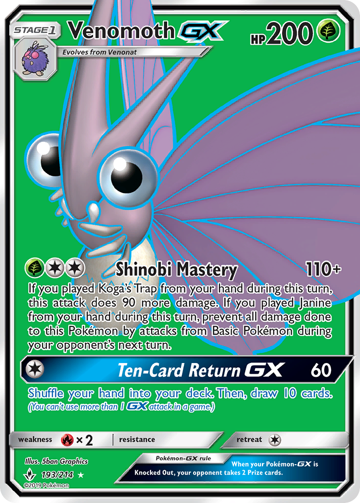 Unbroken Bonds Venomoth GX #193/214