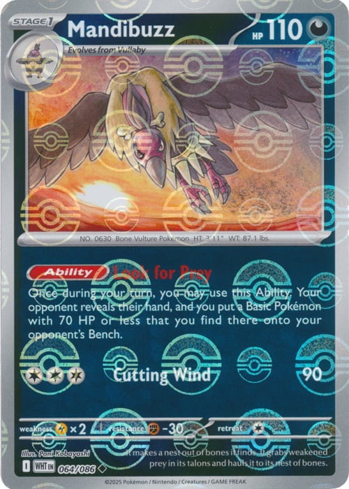 White Flare Mandibuzz #64/86 Pokeball Holo