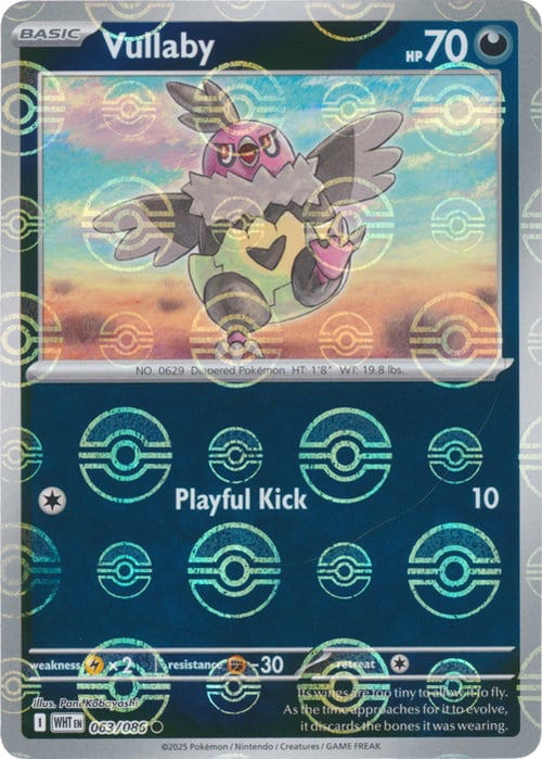White Flare Vullaby #63/86 Pokeball Holo