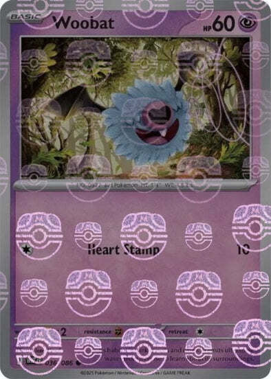 White Flare Woobat #36/86 Masterball Holo