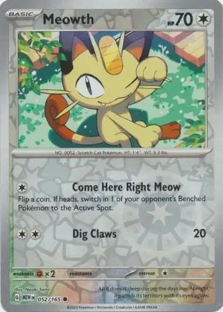 151 Set Meowth #52/165 reverse holo