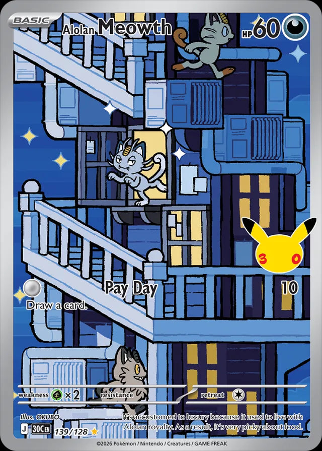 30th Celebration Alolan Meowth #139/128
