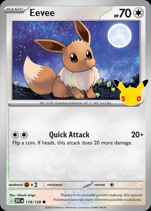 30th Celebration Eevee #118/128