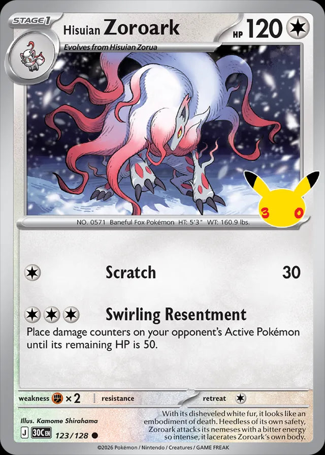 30th Celebration Hisuian Zoroark #123/128