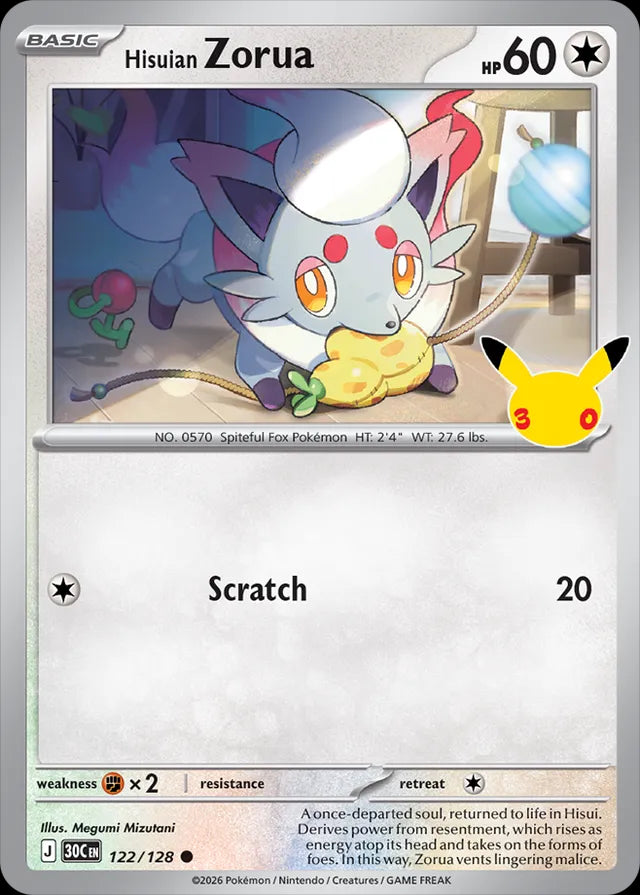 30th Celebration Hisuian Zorua #122/128