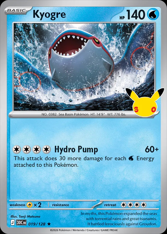 30th Celebration Kyogre #019/128