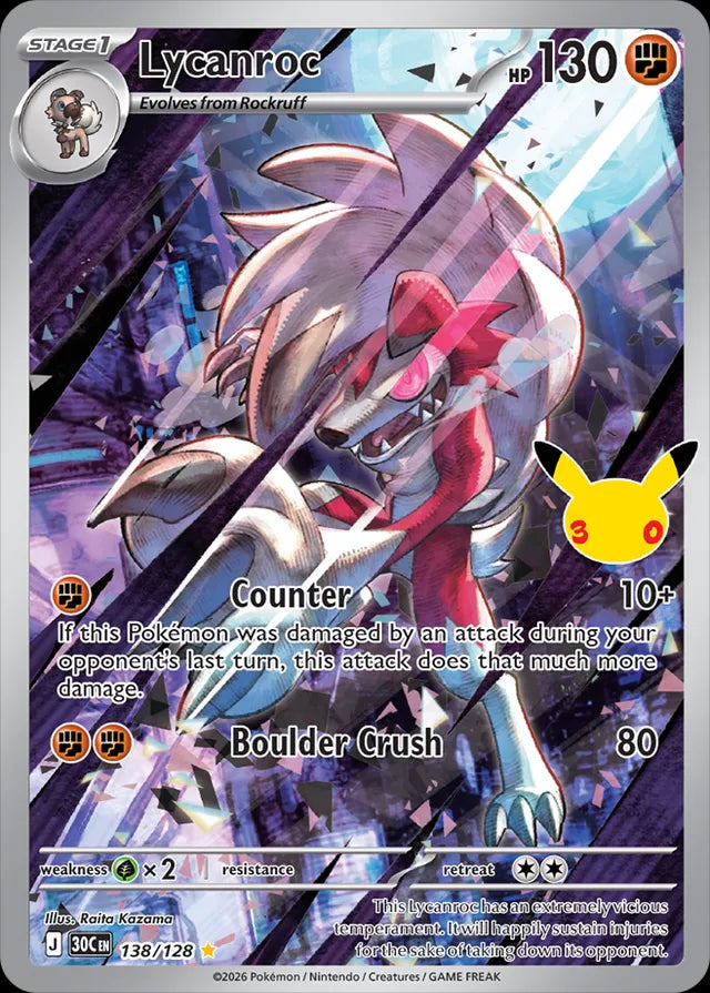 30th Celebration Lycanroc #138/128