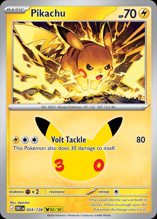 30th Celebration Pikachu #024/128