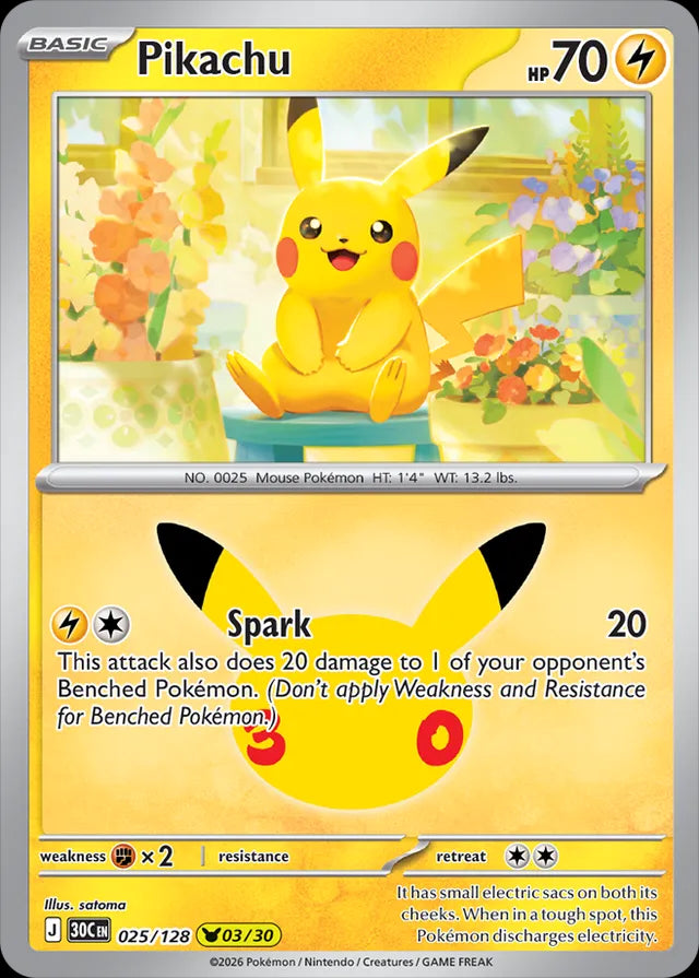 30th Celebration Pikachu #025/128