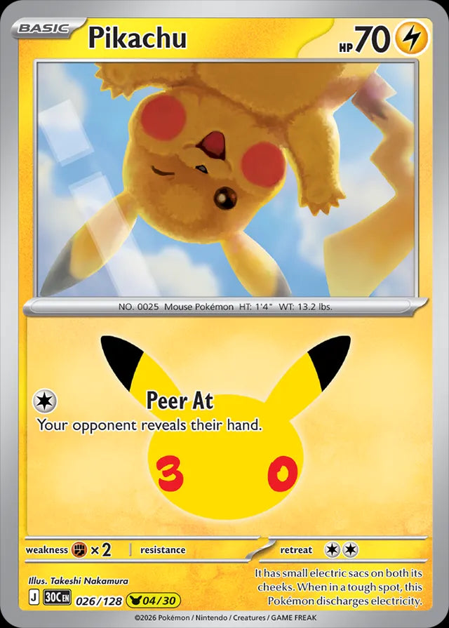 30th Celebration Pikachu #026/128