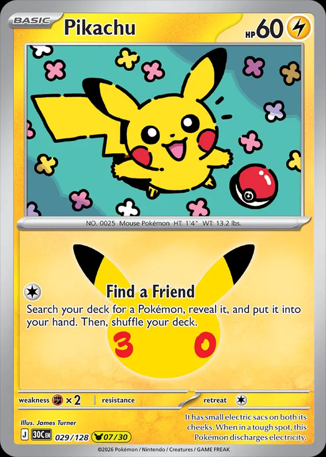 30th Celebration Pikachu #029/128