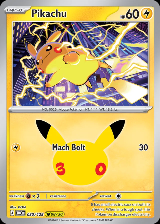 30th Celebration Pikachu #030/128