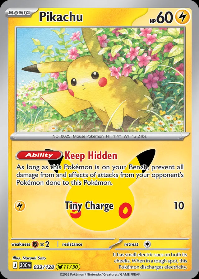 30th Celebration Pikachu #033/128