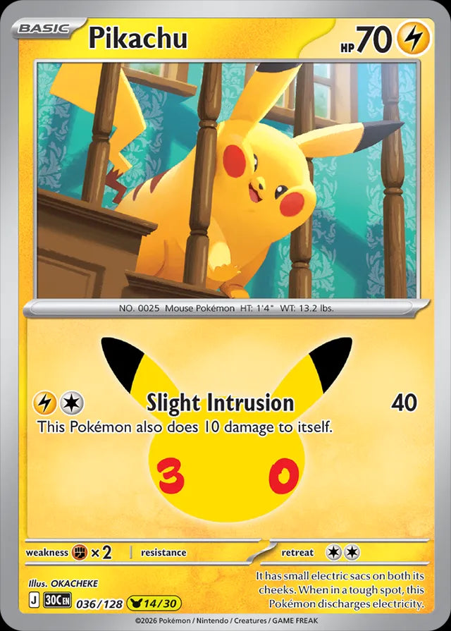 30th Celebration Pikachu #036/128