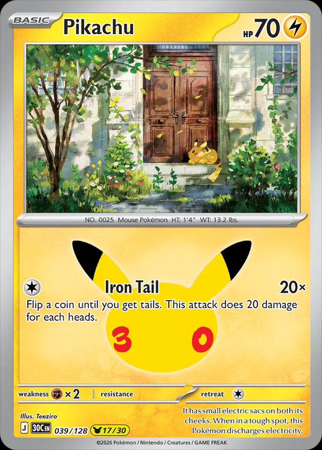 30th Celebration Pikachu #039/128