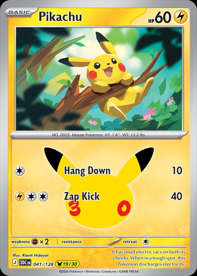 30th Celebration Pikachu #041/128
