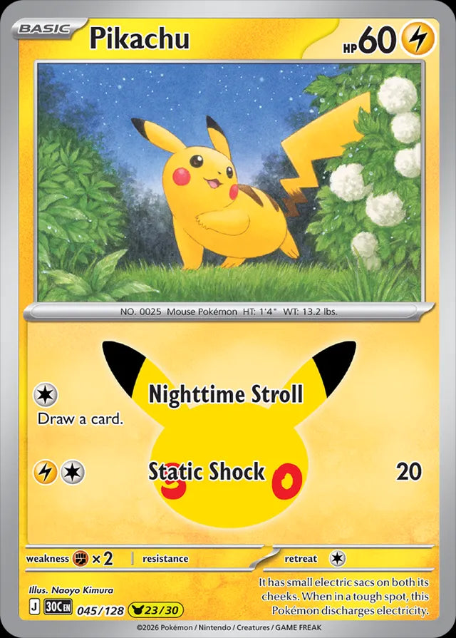 30th Celebration Pikachu #045/128