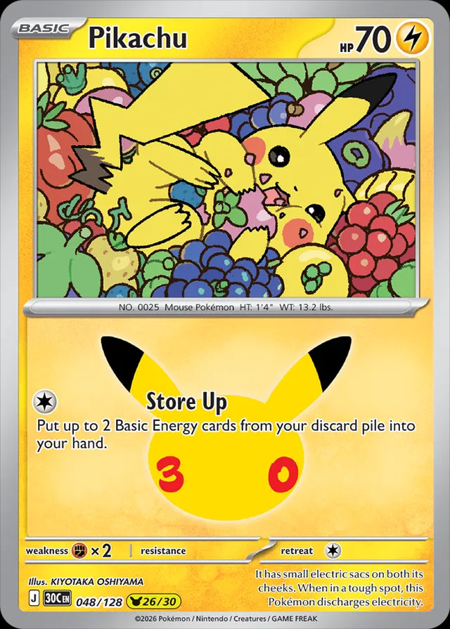 30th Celebration Pikachu #048/128